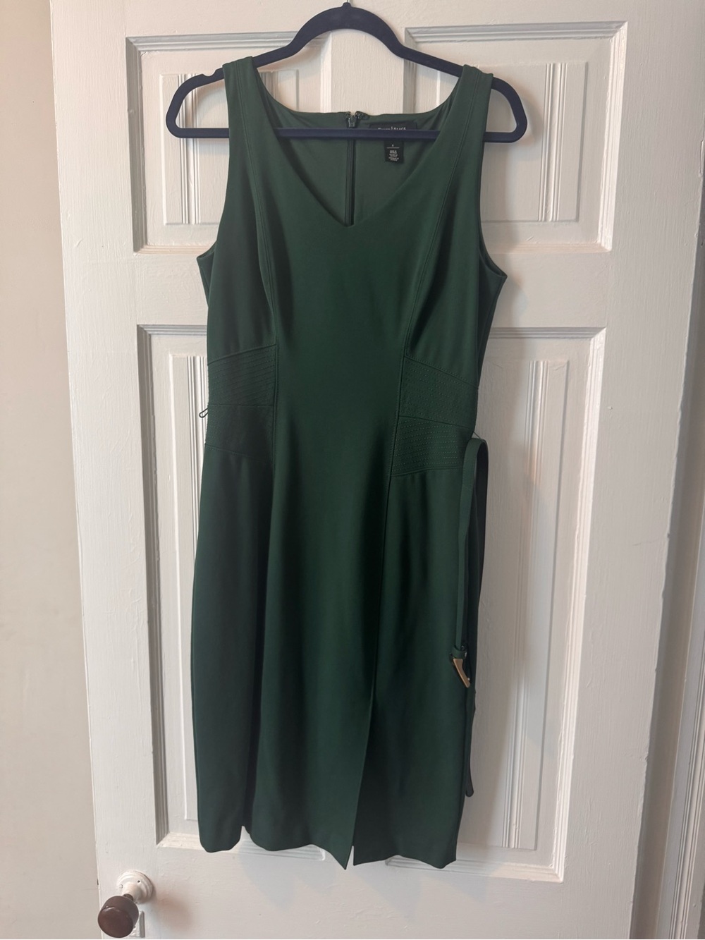 White House Black Market Forest Green V-Neck Sheath Dress
